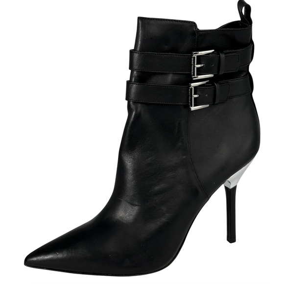 NEW MICHAEL KORS BLACK AMAL LEATHER STILETTO ANKLE BOOTIES BOOTS SIZE 10 - Picture 5 of 10